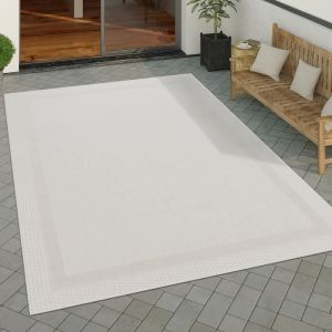 Paco Home - Tapis Exterieur Terrasse Balcon Tapis Cuisine Moderne Motif Geometrique Motif Abstrait 200x280 cm, Blanc