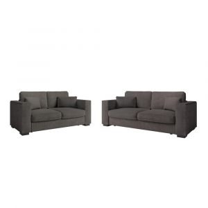 Loungitude Ensemble canapés 2 places et 3 places en velours côtelé - Gris foncé