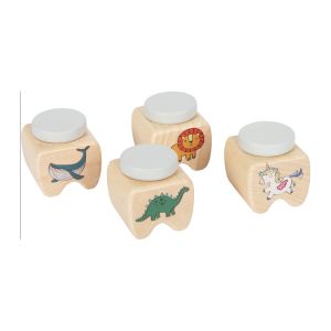 Maped Small foot Boîtes à dents en bois avec bord en silicone, 4 boîtes pour enfants, 12727