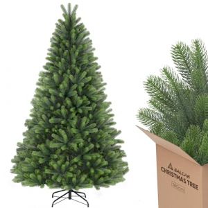 Salcar Sapin de Noël Artificiel 180cm, Arbre de Noel avec 100%-PE Pointes de Branche, Gants et Pieds de Sapin de Noël en Métal, Lgnifuge, Assemblage Rapide