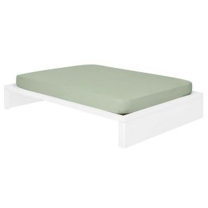 Lit 2 places bois massif blanc 160x200 cm