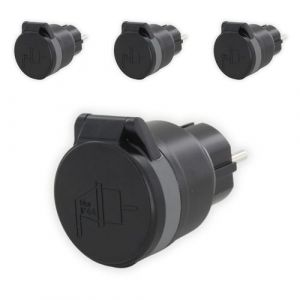 DIO Lot de 4 minis prises &eacute;tanches t&eacute;l&eacute;command&eacute;es - IP44 - 3500W - Noir - Chacon