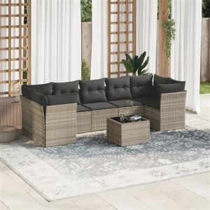 VidaXL Salon de Jardin avec Coussins 8 pcs, Canapés avec Pieds Réglables, Ensemble de Meubles d'Extérieur Patio Terrasse, Moderne, Gris Clair Résine Tressée