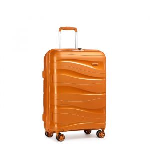 Kono Valise Cabine Grande 76x50x31cm Rigide Polypropylène Valise de Voyage à 4 roulettes et Serrure TSA, 100L, Orange