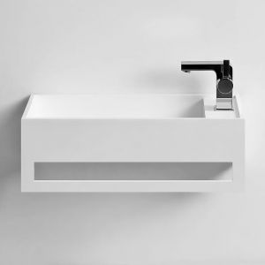 EASY 50 GAUCHE - Lave-mains suspendu en Solid Surface 50 x 30 x 20(h) cm