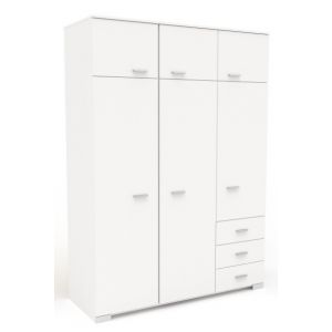 Armoire 6 Portes & 3 Tiroirs ""Max"" 146cm Blanc