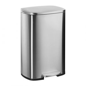Image de Relaxdays Poubelle de Cuisine, capacité : 50 litres, pédale, Couvercle, Seau intérieur Amovible, argentée