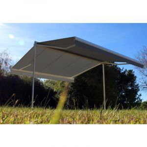 Store double pente GARDEN Blanc 6mx3mx2 Manuel - Toile Grise Anthracite