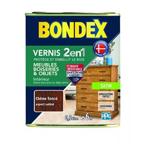 Bondex Vernis à bois intérieur et extérieur - Chene foncé satin - 0,5L