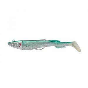 Berkley Powerbait Power Sardine - Leurre Souple Polyvalent Texan pour la Pêche en Mer, Founit avec deux Paddle pour le Lieu, Bar, et autres Carnassiers, Blackminnow FIIIsh