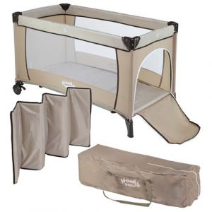 HanksKids lit de voyage pliant pour enfants beige 72,5 x 126 cm Lit d'appoint pour bebe