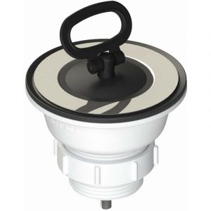 Bonde Ø80 avec bouchon poignée Ø52, sortie 1'1/4 et vis 70 mm l.b. plast D507 Acier