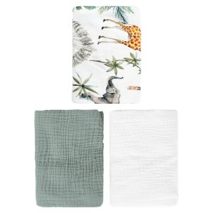 Sevira Kids Lot de 3 draps housse couffin bébé en gaze de coton 70 x 30 cm