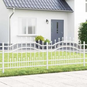 VidaXL Cl&ocirc;ture De Jardin Blanc 115 Cm Acier Peint Par Poudre