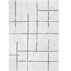 Thedecofactory Tapis Salon Lavable Berb&egrave;re En Coton &Eacute;cru 120x170