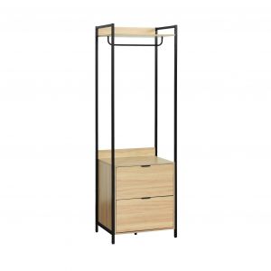 Module dressing noir avec 1 penderie, 2 tiroirs et 1 étagère
