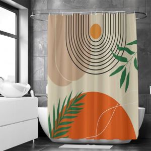 Loti Living Rideau de douche anti-moisissure - Art texturé - Anneaux inclus - Imperméable - Polyester - Rideau de douche 180x200 cm