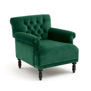 Image de Fauteuil velours capitonné, Napold Vert Forêt Taille 1 Place