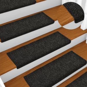 Image de VidaXL Tapis de marches d'escalier 10 pcs Noir 65x25 cm Aiguilleté