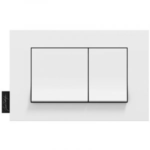 Jacob Delafon Plaque de commande double touches rectangulaires, Blanc brillant - blanc