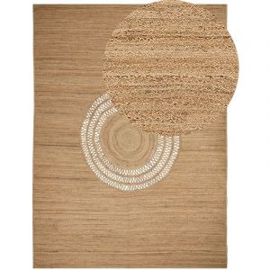 Beliani Tapis en Jute Tressé Naturel Beige 300 x 400 cm Motif de Cercle Style Boho Bogazoren