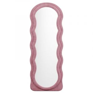 Vente-unique - Miroir organique en velours - l. 65 x h. 170 cm - Rose - ayani