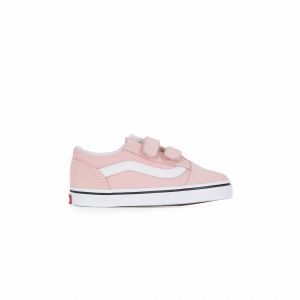 Image de Vans Chaussures Old Skool Velcro Bébé (1-4 Ans) (powder Pink/true White) Toddler Rose, Taille 21