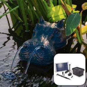 Fontaine solaire Hippopotame 600 l/h maxi