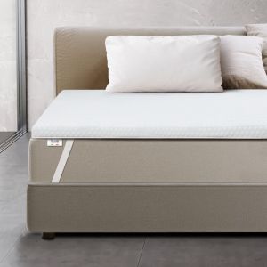 The White Stone - Surmatelas 135 x 190 en mousse à mémoire de forme Hauteur 6 cm Housse respirante et amovible Antibactérien et antifongique
