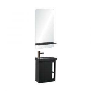Mob-in - Ensemble lave-mains hampton avec robinet noir et miroir tablette