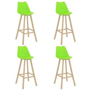 Image de VidaXL Tabourets de bar 4 pcs Vert PP et bois de hêtre massif