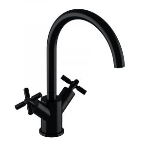 Steinberg S&eacute;rie 250 Mitigeur de lavabo, pivotant, double poign&eacute;e, avec vidage, saillie 155mm, 2501500, Coloris: Noir Mat - 2501500S
