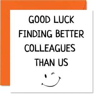 Stuff4 Cadeau de départ pour collègues, femmes, hommes – Trouver de meilleurs collègues que nous – Sorry Your Leaving Good Luck In Your New Job Carte de vœux 145 mm x 145 mm