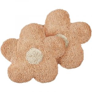 Beliani Lot de 2 coussins SORREL Coton 30 x 30 cm Floral Rose pêche