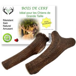 Bois de Cerf pour Chien - ARTISAN GIFT CO - 100% Naturel - 300g - 2 unit&eacute;s - Friandise