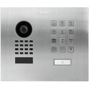 Doorbird D1101KH MFM - Portier vidéo IP avec 1 bouton d'appel porte-étiquette et clavier à code - Encastrable - Argent