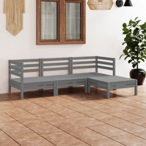 VidaXL Salon de jardin 4 pcs Bois de pin massif Gris
