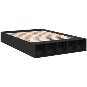 VidaXL Cadre de lit noir 160x200 cm bois d'ingénierie, lit, lit double, lit de rangement, sommier, meubles de chambre, cadre de lit double