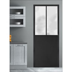 Plage Sticker porte, trompe l'oeil porte atelier noir, style industriel, 204 cm X 60 cm