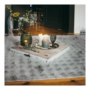 Deladeco Tapis effet 3D doux shaggy uni Solenna 120x170 Argent&eacute;