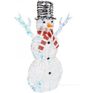Bonhomme de neige lumineux Ruban irisé 200 LED Blanc froid H 90 cm