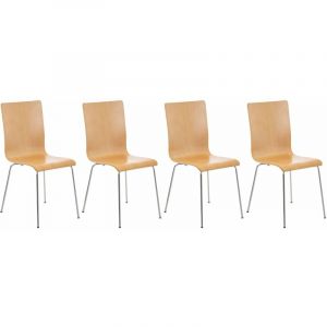 CLP Lot de 4 Chaises de Salle d’attente POLI, Chaise de Visiteur en Bois, Chaise de Conférence Robuste avec Piétement stable en Métal