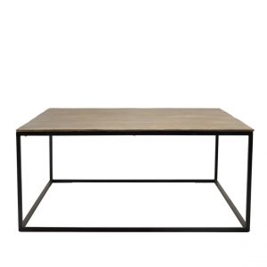 Macabane Table basse carrée 90x90cm aluminium doré et noir pieds métal JOHAN