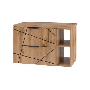 Meuble sous-vasque 80cm 2 niches plan de toilette Teren Bois