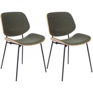 Hellin Chaises r&eacute;tro en ch&ecirc;ne et tissu (lot de 2) - ELLEA