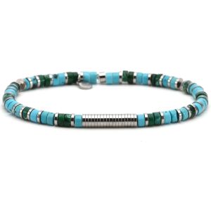 Bracelet 4mm Perles Heishi Turquoise Bleu Et Vert Gili