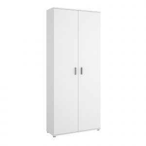 Image de Dmora - Armoire polyvalente Forcola, Armoire porte-balai multifonctionnelle, Armoire à 2 portes, 78x35h190 cm, Blanc