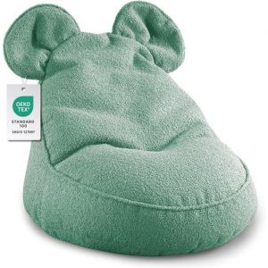 Gutekissen Pouf enfant &laquo; Miki &raquo; avec oreilles &ndash; Coussin Montessori confortable pour chambre d&rsquo;enfant (Vert 68x68x50)