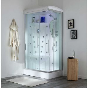 Kiamami Valentina Cabine De Douche Multifonction 70X110 Gauche Avec Bain-Vapeur / Iride