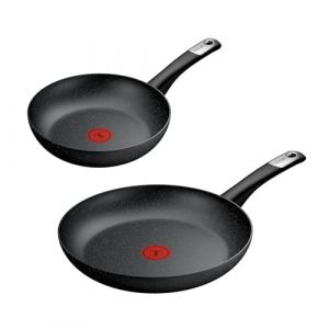 Tefal Explore Stone, Lot de 2 po&ecirc;les 24/28 cm, Rev&ecirc;tement antiadh&eacute;sif haute performance, Induction, G0119032